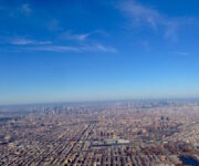 View of New York City from flight