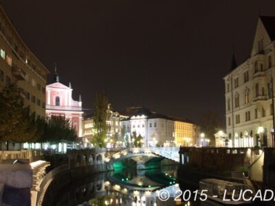 Veduta notturna di Lubiana