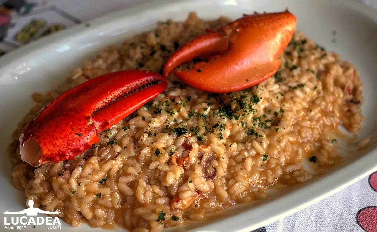 Risotto al sugo di astice e calamari macro