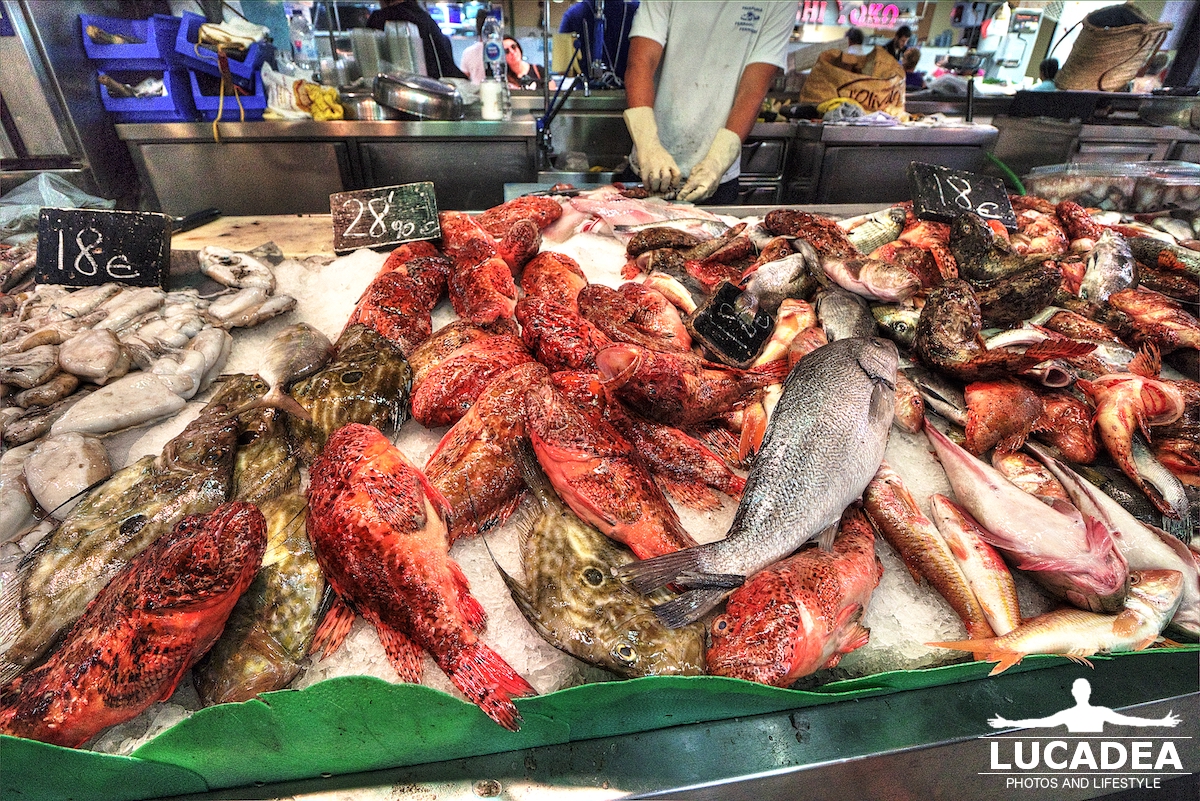 Pesci sul banco al mercato di Palma