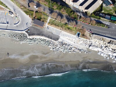 La spiaggia di Renà a Riva Trigoso dal drone