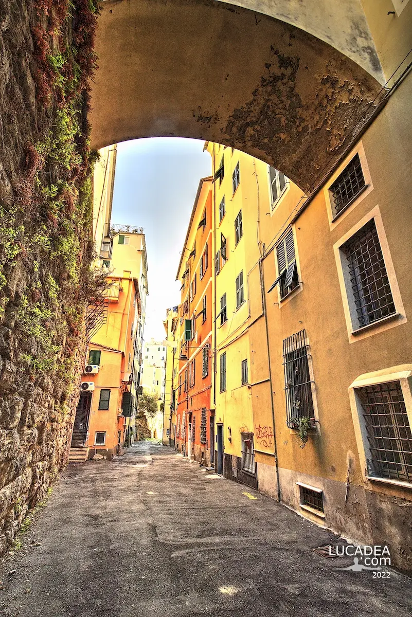 Archivolto di Vico Sotto le Murette nel centro storico di Genova, tra Sarzano e Campo Pisano