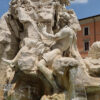 La statua del Danubio nella Fontana dei Quattro Fiumi a Roma